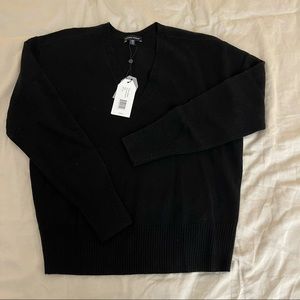 NWT BLACK Universal Standard Wool and Cashmere V Neck Sweater